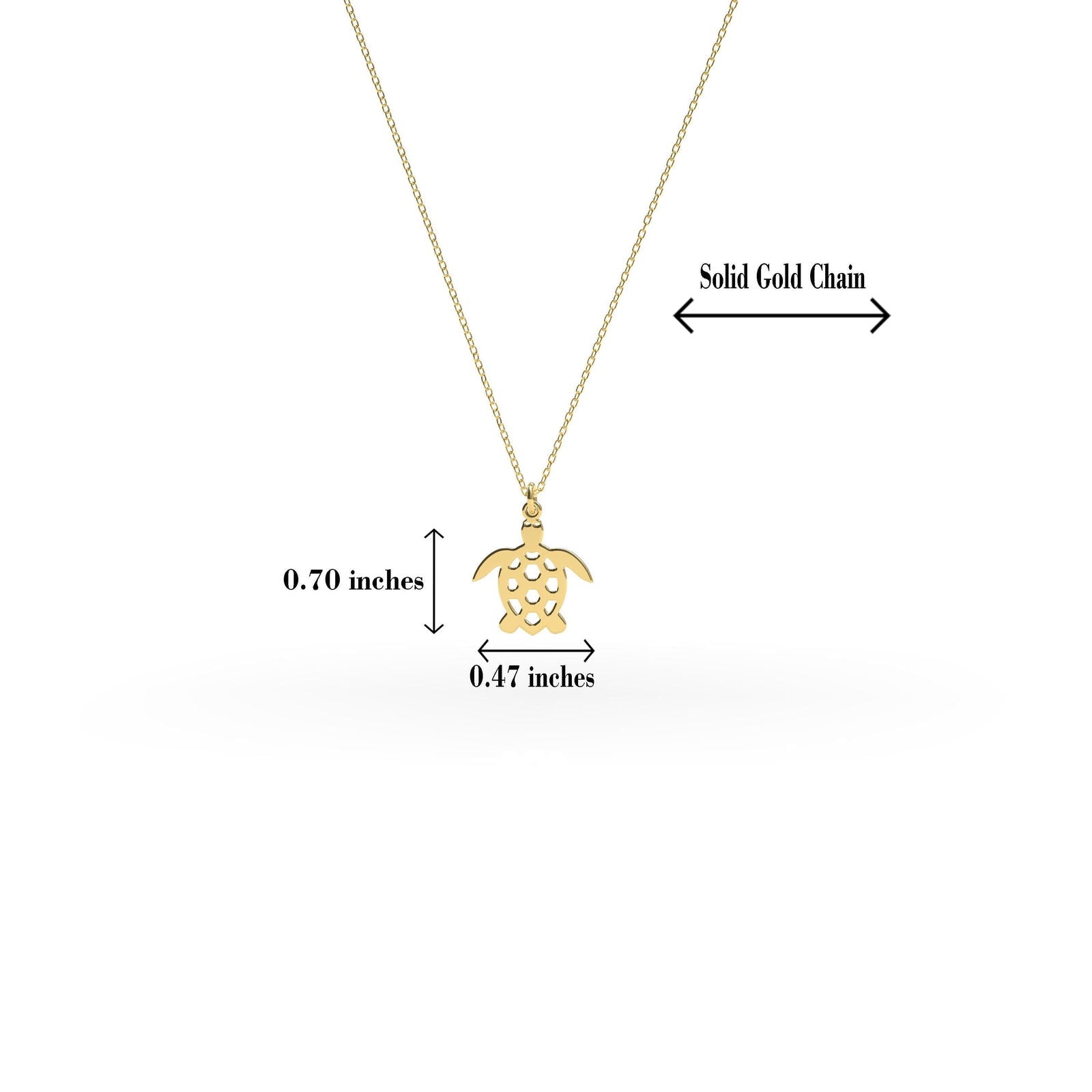 14k Gold Necklace Sea Turtle Pendant - InfinityJools