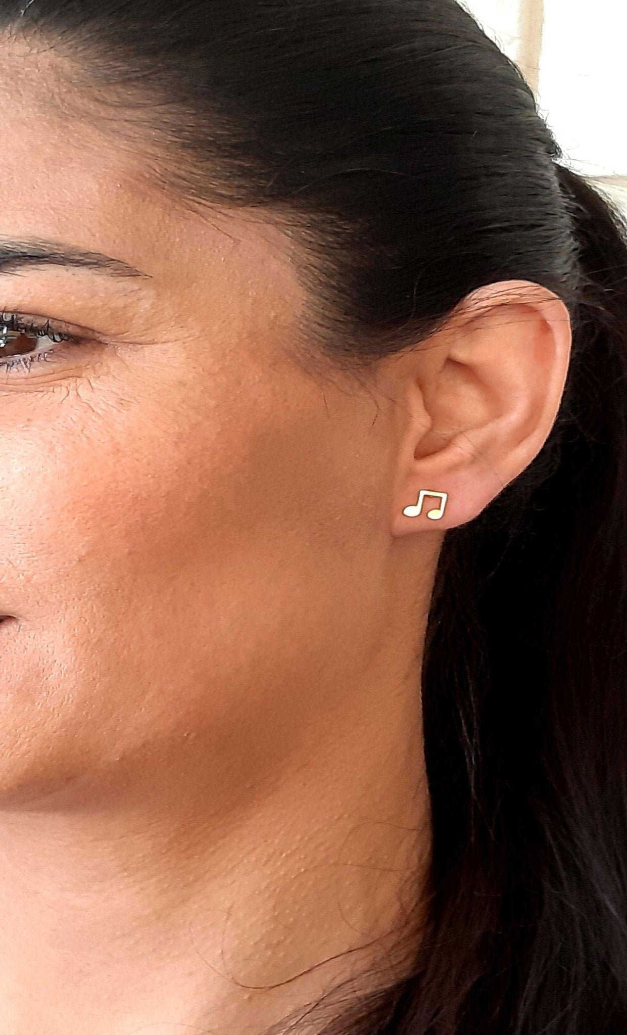 14k yellow gold Treble Clef Stud Earrings - InfinityJools