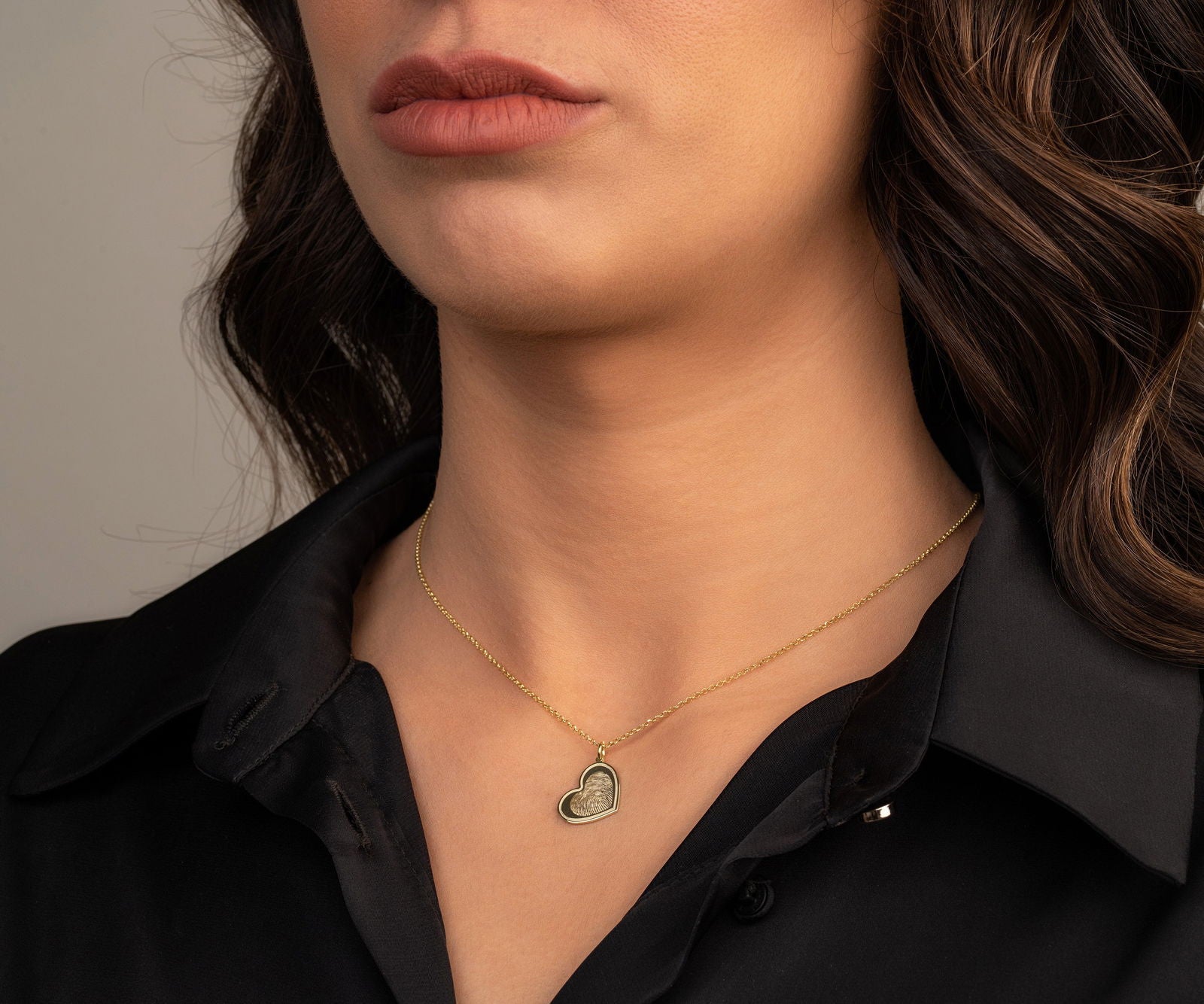 9k & 14k Gold Actual Fingerprint Necklace • Engraved Fingerprint Handwriting Jewelry - InfinityJools