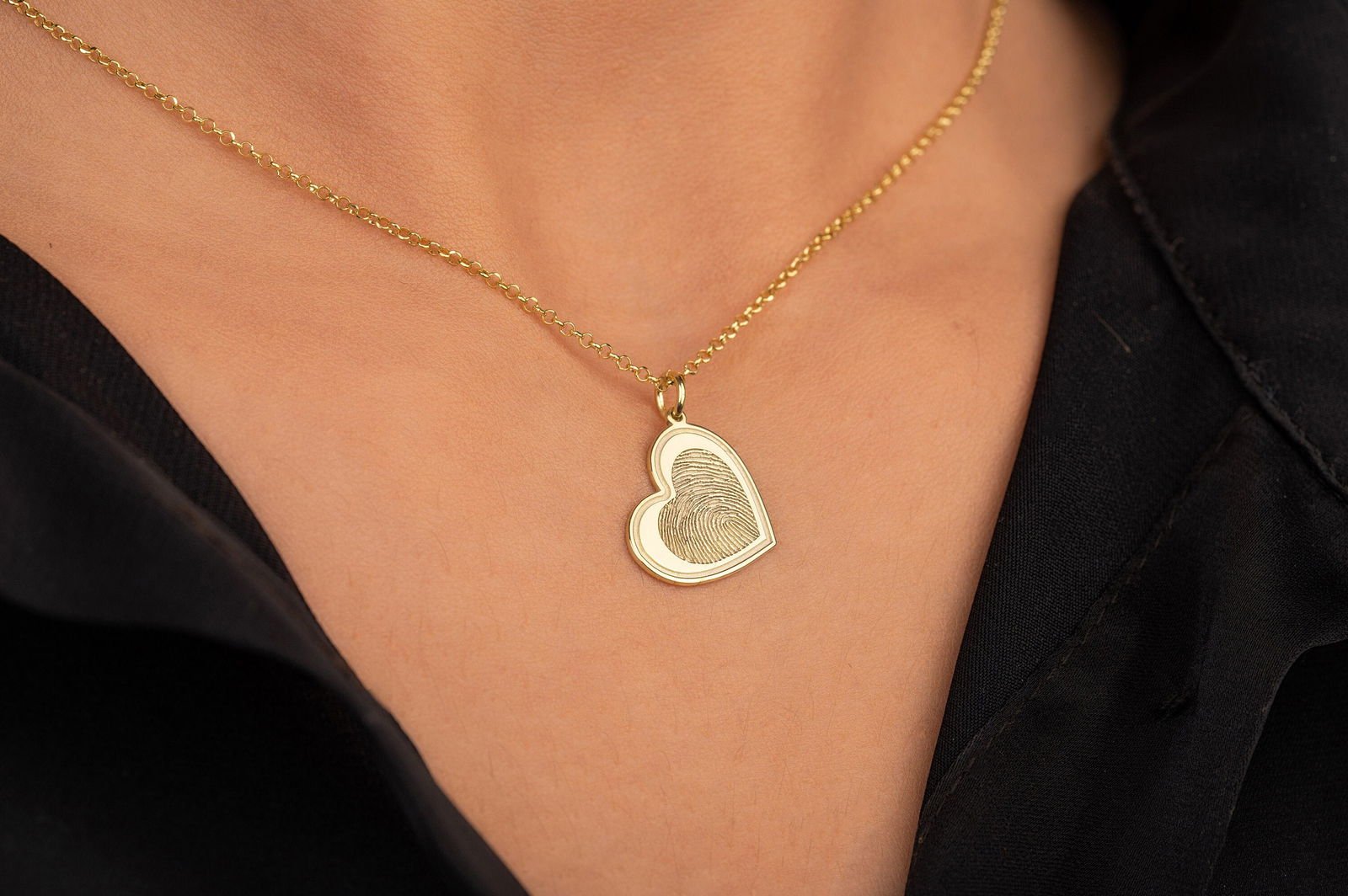 9k & 14k Gold Actual Fingerprint Necklace • Engraved Fingerprint Handwriting Jewelry - InfinityJools